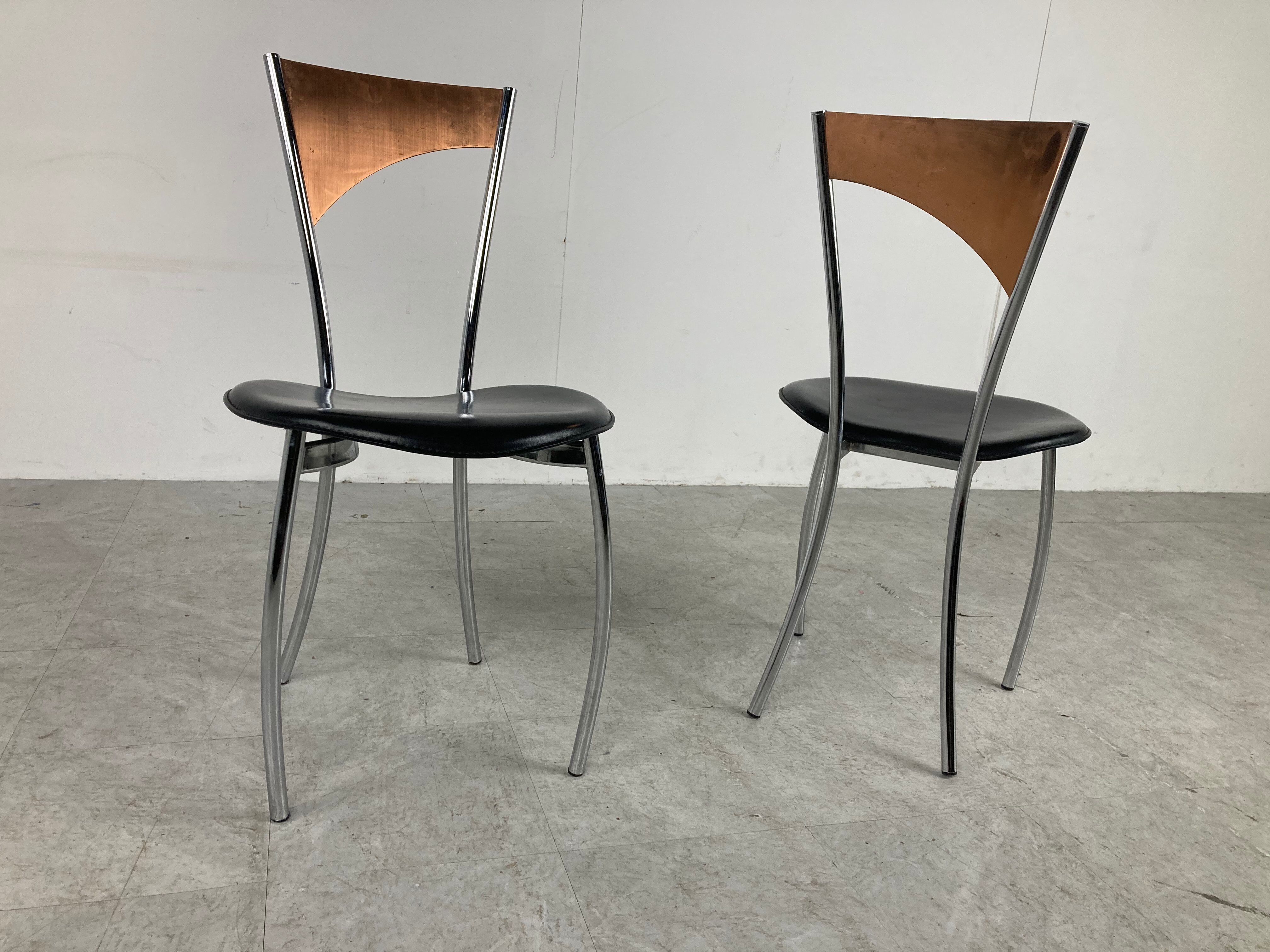 Rare dining chairs in copper by Cattelan italy, 1970s