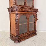 Antique Neo-Renaissance Oak Bookcase with Figural Carvings, 1870