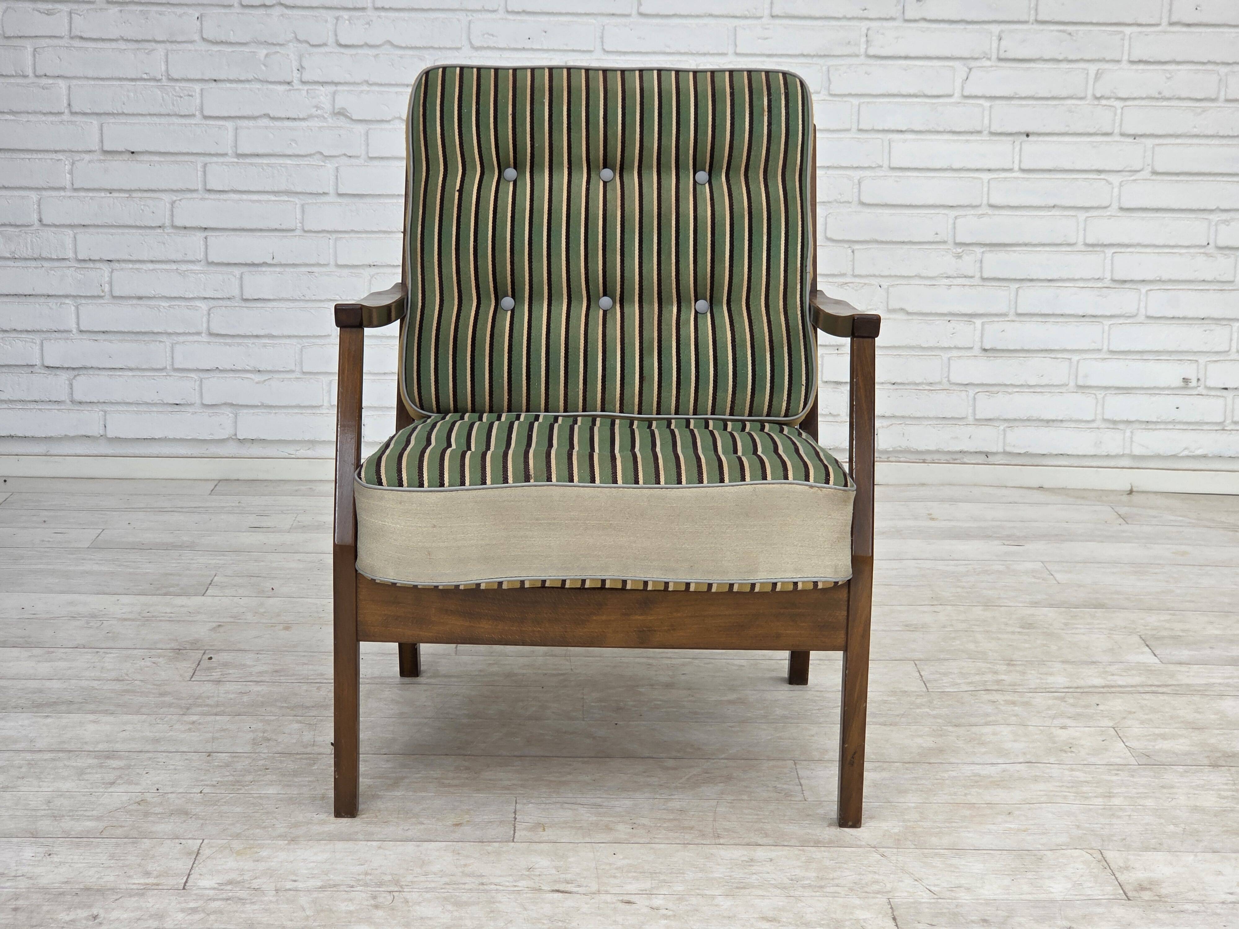 1960s, Danish armchair, furniture wool, beech wood.