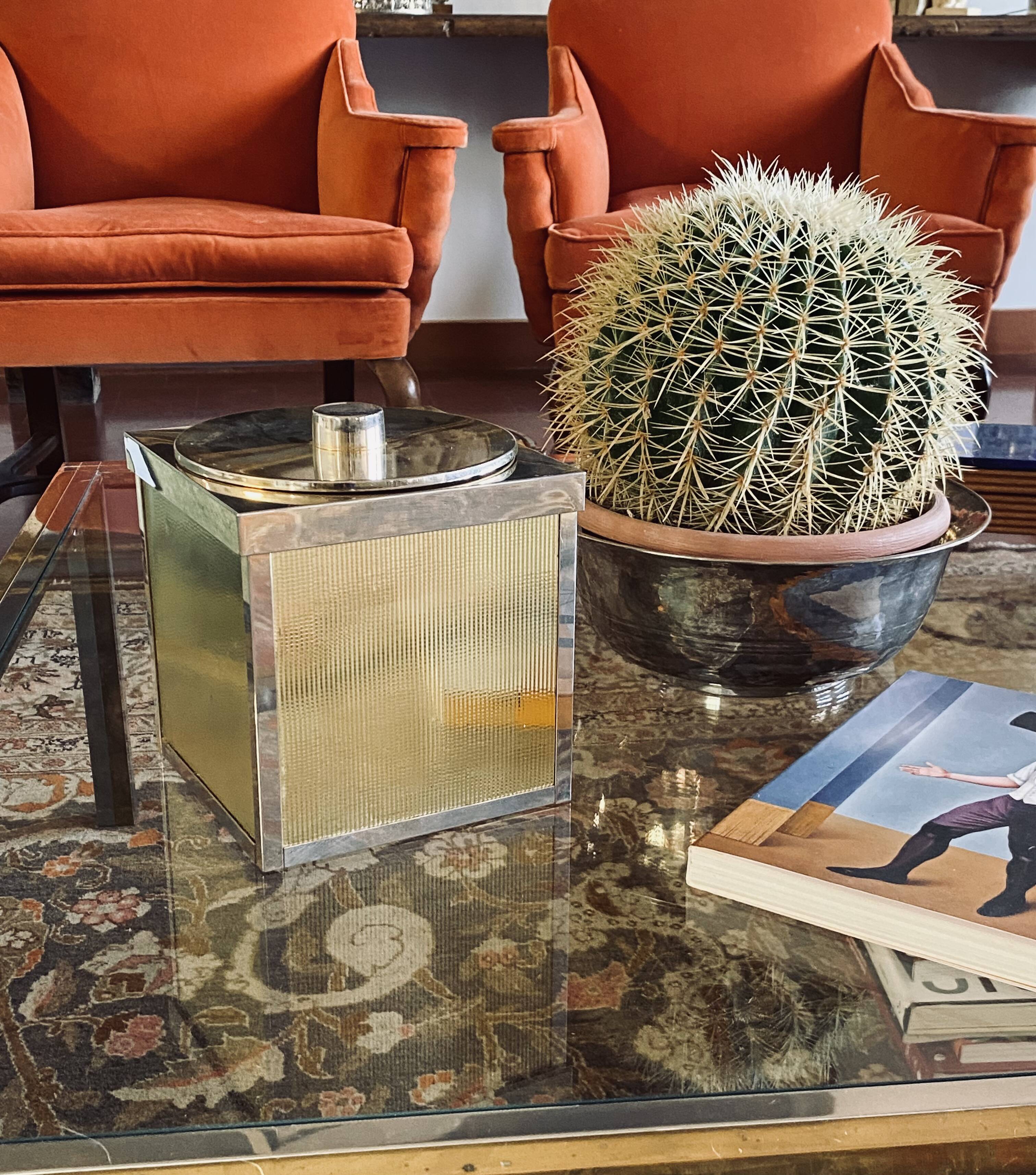 Hollywood regency golden Ice Bucket, Italy, ca. 1970s