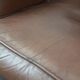 Brown smooth cow leather Chesterfield wingback armchair in English style