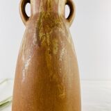 Vase soliflore sandstone ancient form amphora brown and gold signed Denbac