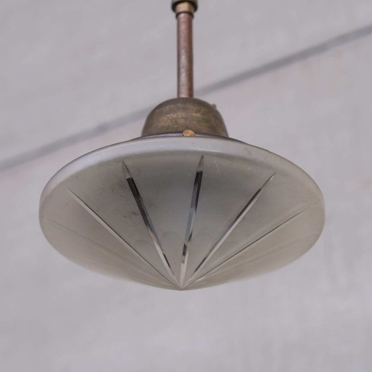 Small Antique Brass and Glass Pendant Light