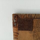 Miroir rectangulaire vintage en rotin tressé et bambou années 60/70