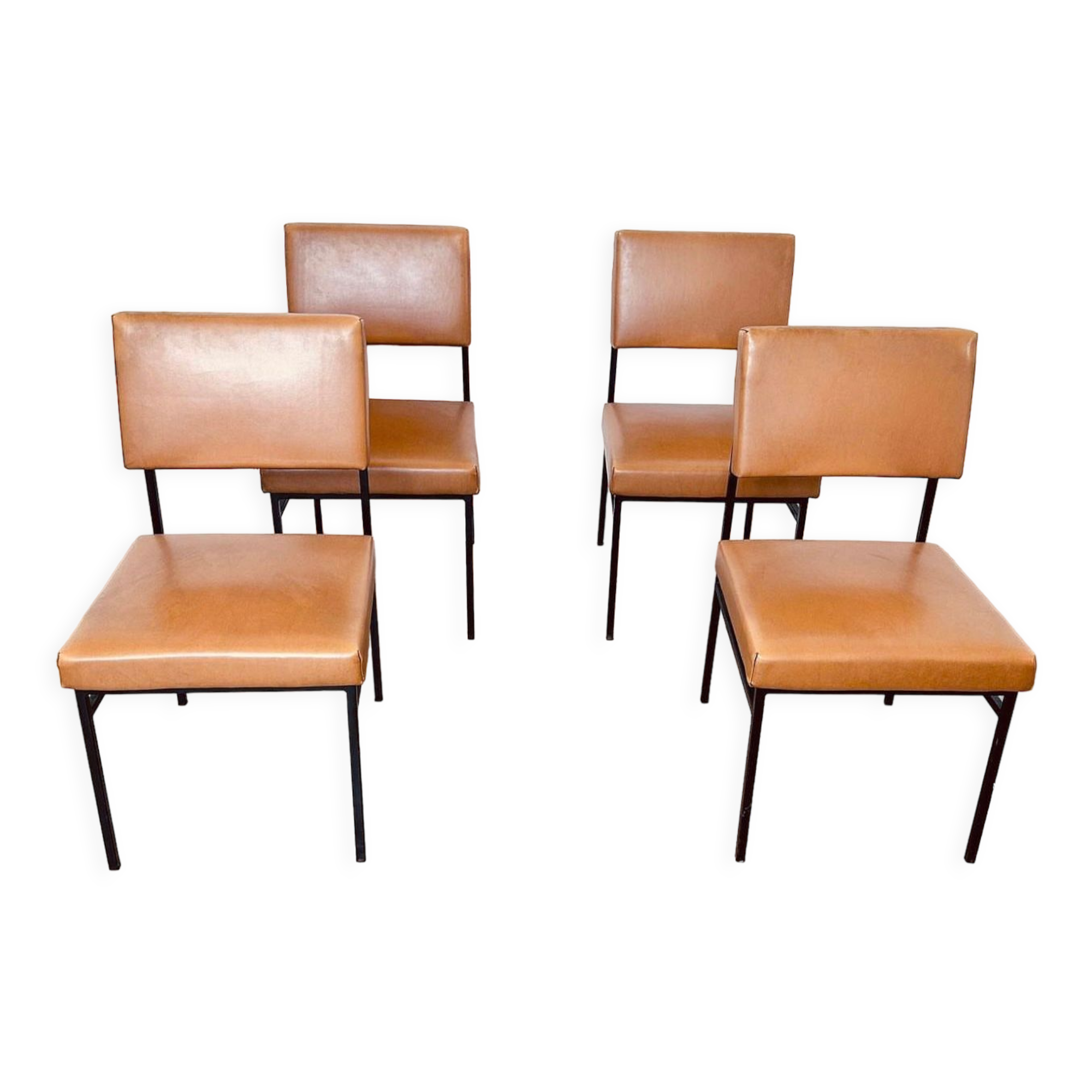 Set of 4 chairs model P60 by A. Philippon and J. Lecoq edited by Airborne.