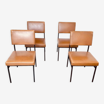 Set of 4 chairs model P60 by A. Philippon and J. Lecoq edited by Airborne.