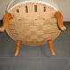 Pair of striped ivory toad armchairs