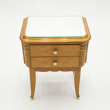 Paire de chevets en sycomore laiton miroir par Jean Pascaud 1940