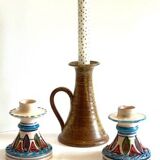 3 vintage ceramic craft candle holders