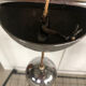 Vintage sphere pendant light in silver metal from the 70s