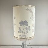 Solid glass lamp and dried flower lampshade from the 60s/70s