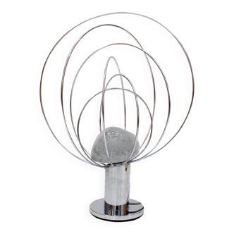 Barnaba Silver Color Table Lamp by Angelo Brotto for Fase. Italy, 1970s.