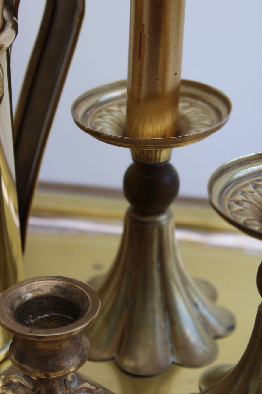 Pair of golden candle holders