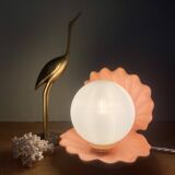 Vintage pink ceramic shell lamp