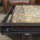 Table basse industrielle en métal et sapin 1950
