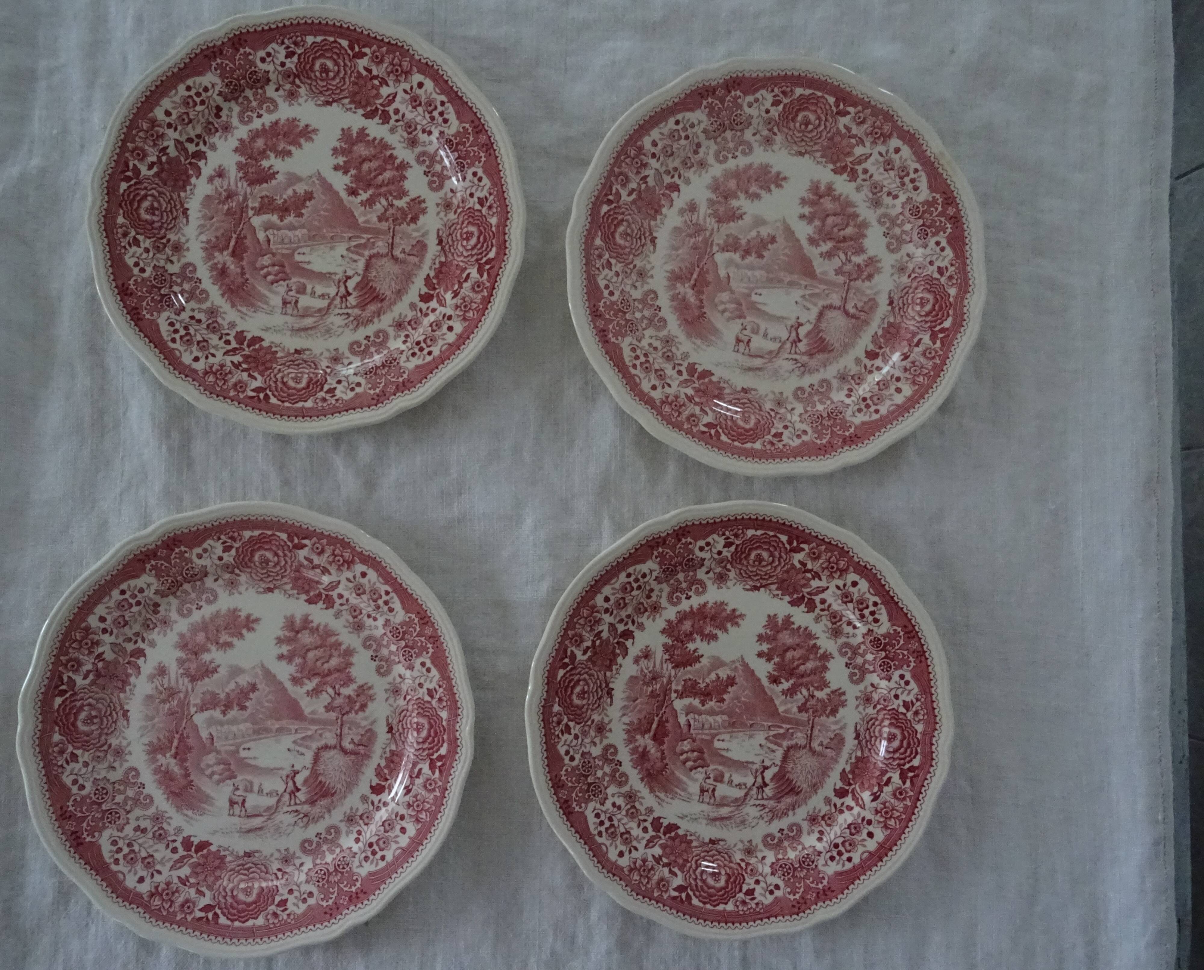 4 flat plates Villeroy and Boch Burgenland pink décor