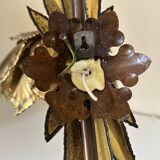 Vintage 70s gold Jansen style wall lamp