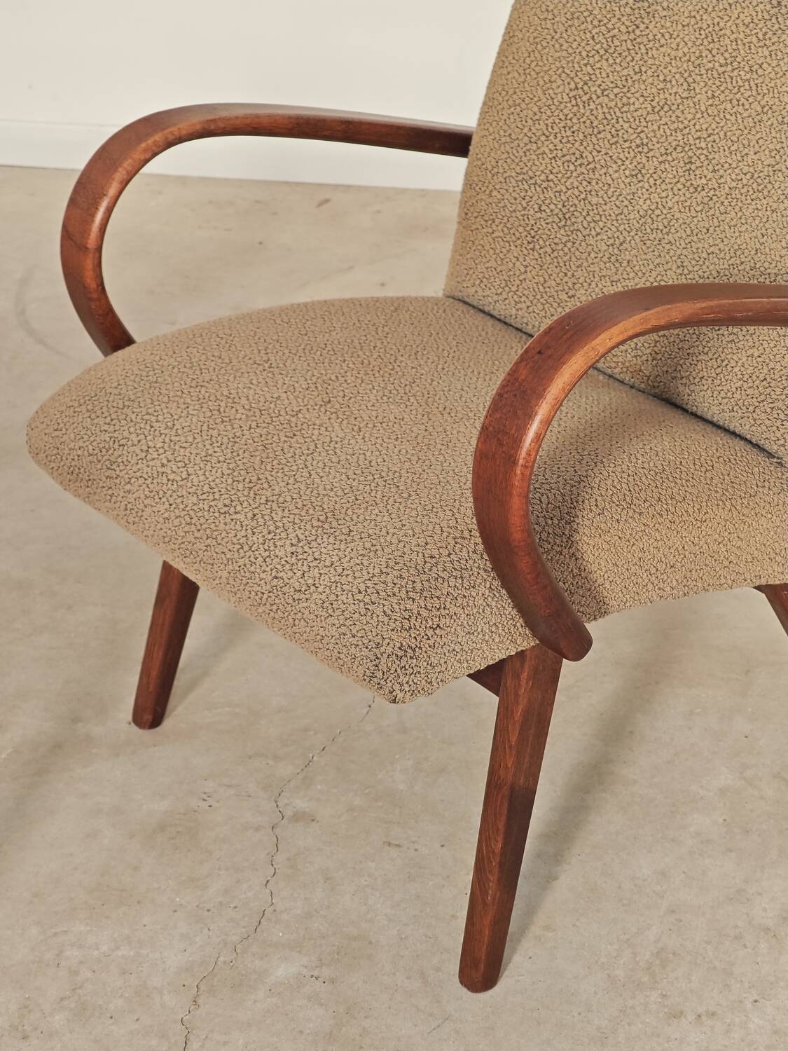 Pair of grey mottled armchairs by Jaroslav Smidek for TON Bystrice