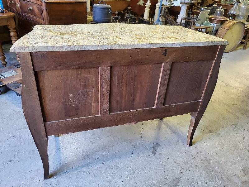 commode en bois de rose 2 tiroirs plateau marbre