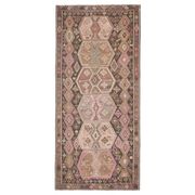 Vintage Turkish Oushak Handmade Wool Cotton Brown Runner Rug 188x416