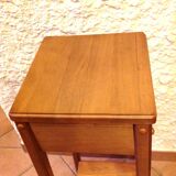 Square plant holder in light wood / 70s-80s