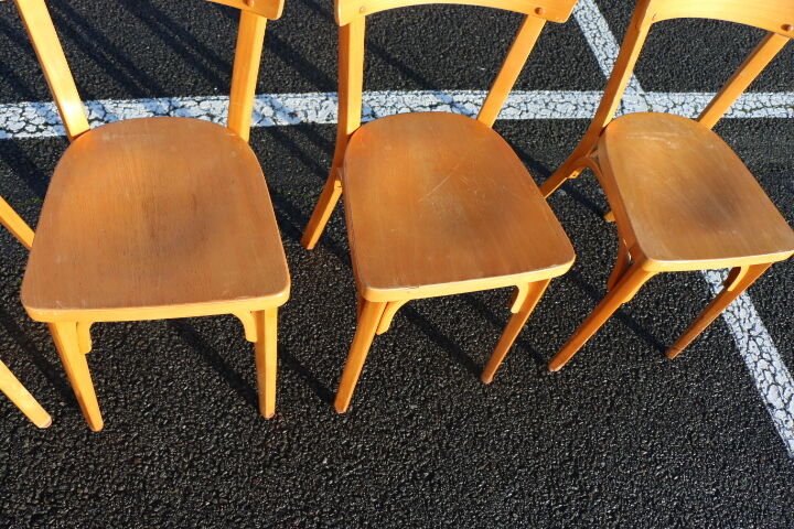 Set of 6 Baumann light beech bistro chairs model N°24