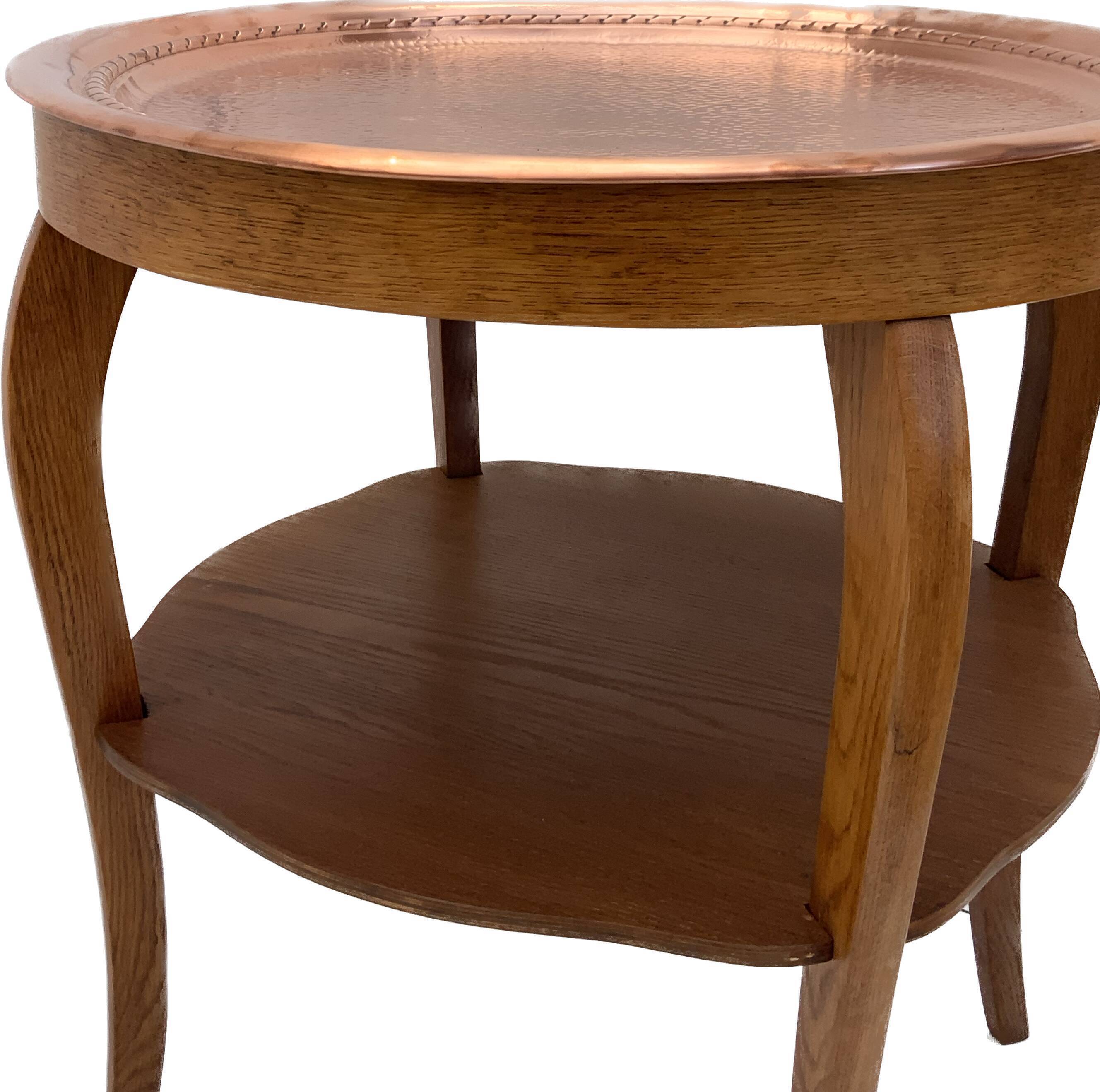 Art deco side table, copper top 1930s
