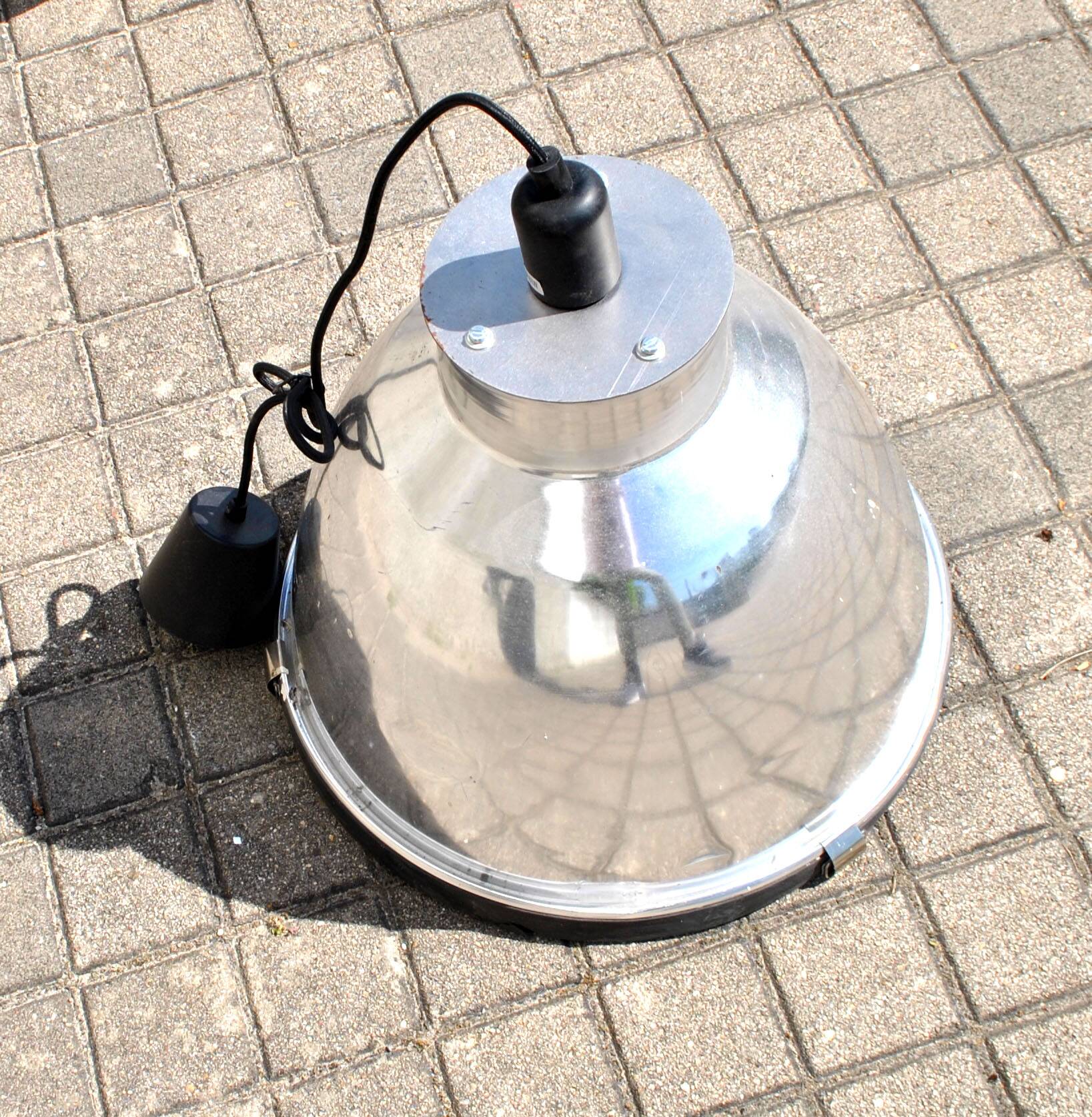 Industrial Workshop Pendant Lamp in Vintage Metal and Glass