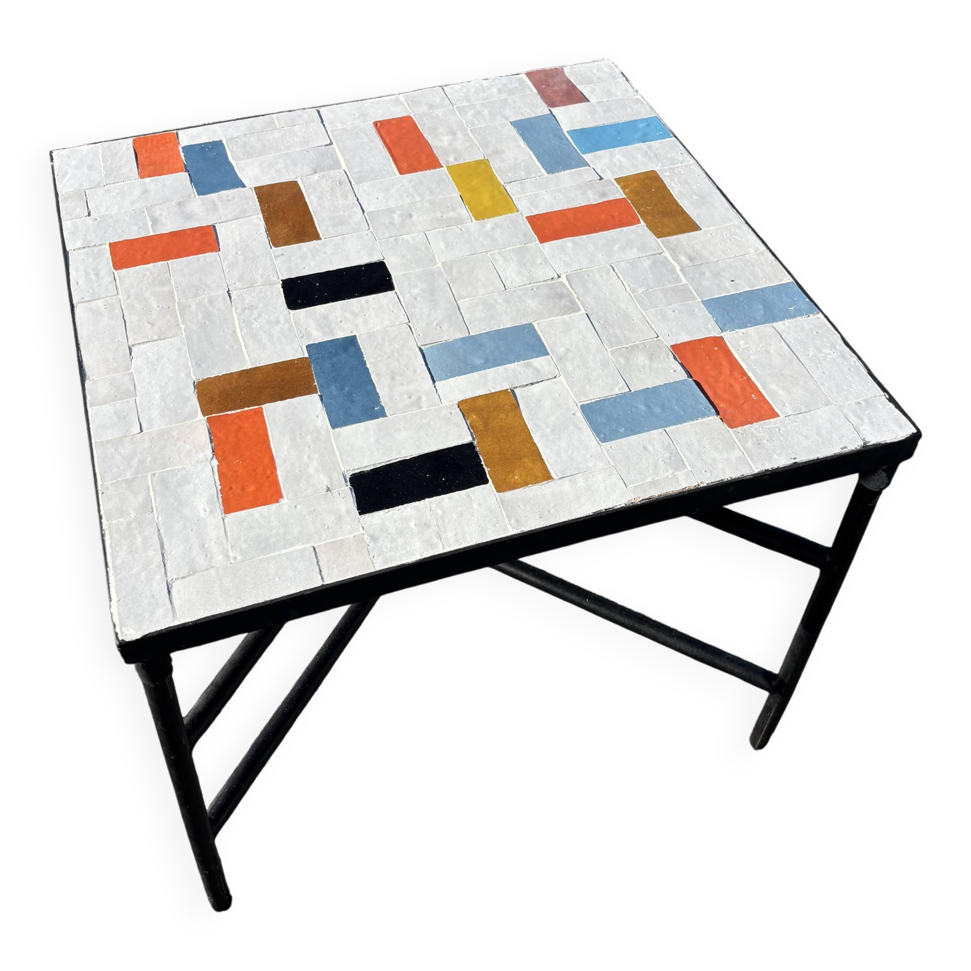 handcrafted coffee table in Moroccan zellige