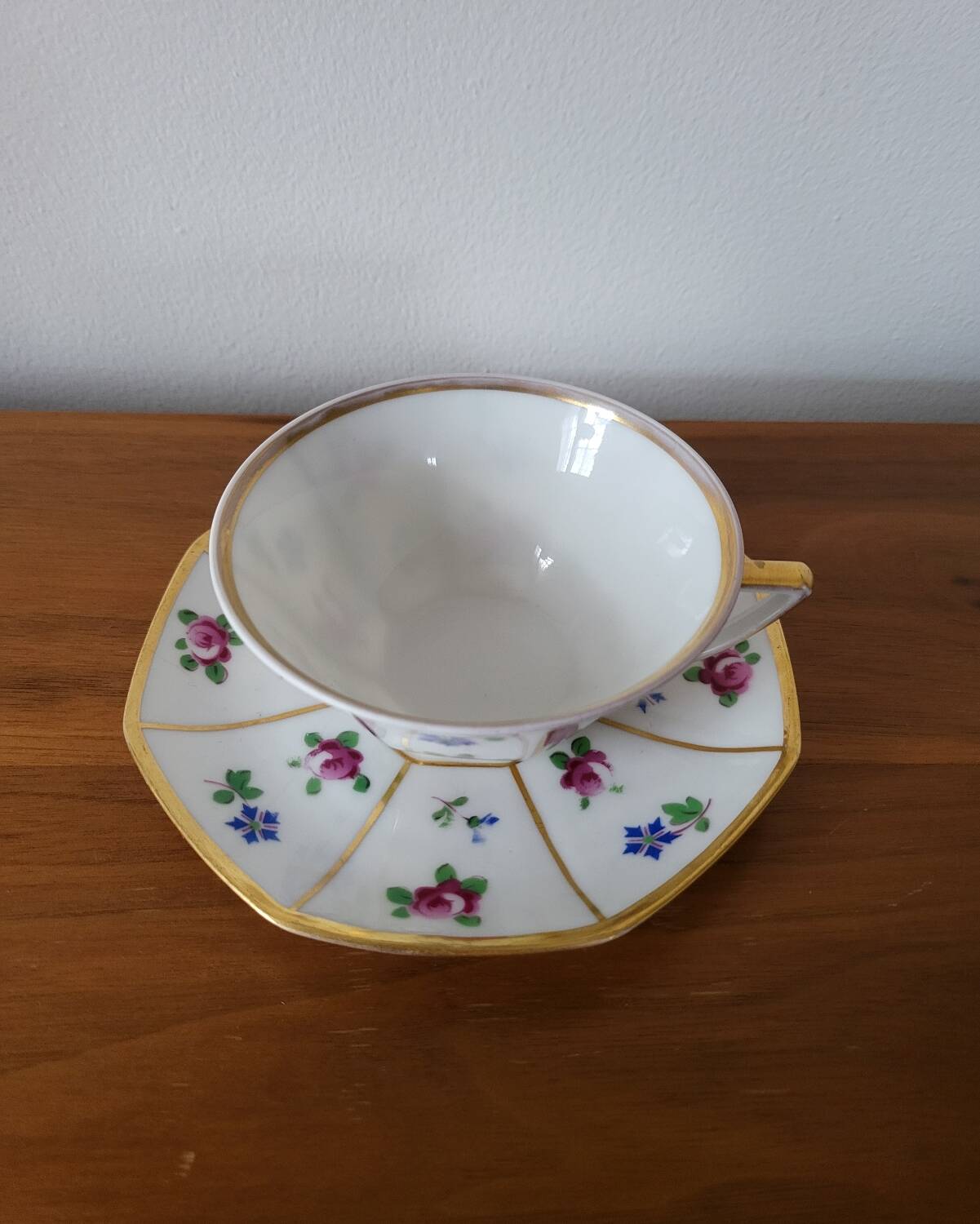 Limoges Porcelain Cup with Decor of Barbel Fish and Roses