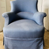 Paire de fauteuils crapauds Napoleon III tapisserie bleue - France 19eme siècle