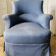 Paire de fauteuils crapauds Napoleon III tapisserie bleue - France 19eme siècle