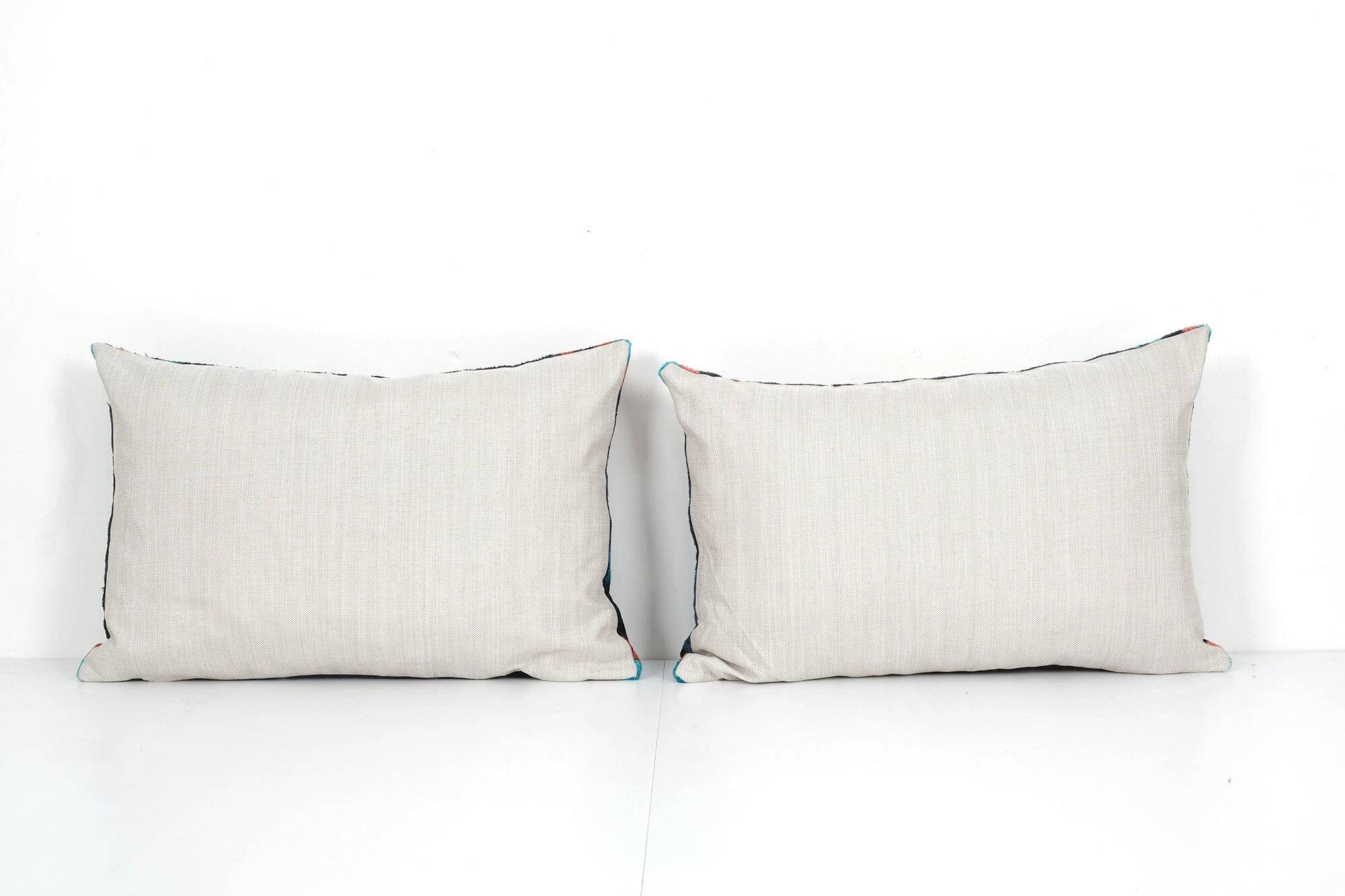 Set of 2 vintage ikat cushion covers 61x41 cm