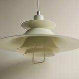 Large white mid-century modern pendant lamp - Frandsen Denmark - 1970s
