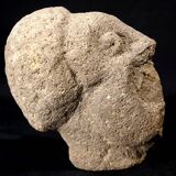 Head carved in volcanic stone from the early Christian period