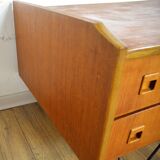 Scandinavian low teak and metal sideboard