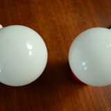 Pair of bedside lamps in opalinec, 70s