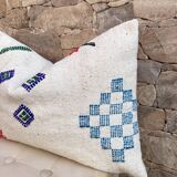 Housse de coussin marocaine faite à la main (60x40 cm) blanche, housse de coussin pour tapis Kilim.