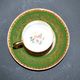 Antique Limoges porcelain litron cup - green décor and golden frieze