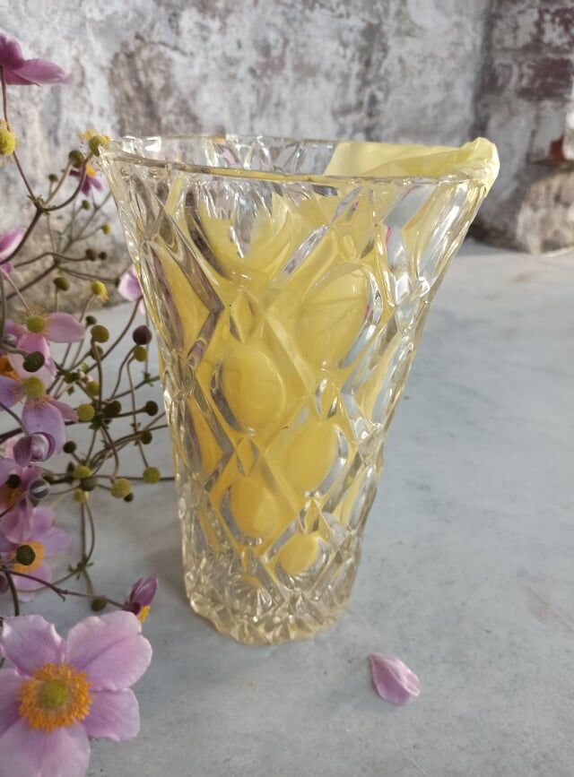 Four bohemian crystal vases