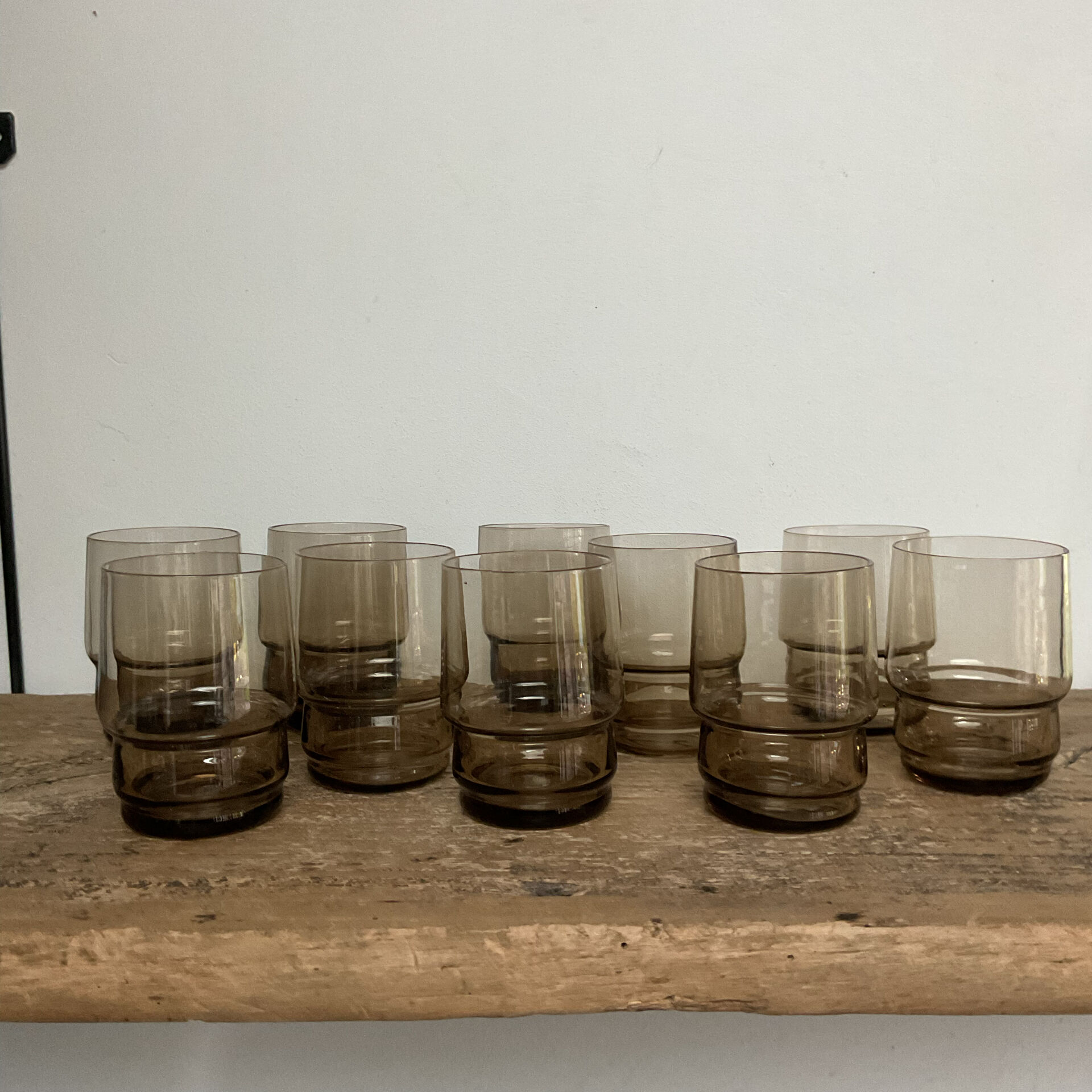 10 small vintage handmade glasses