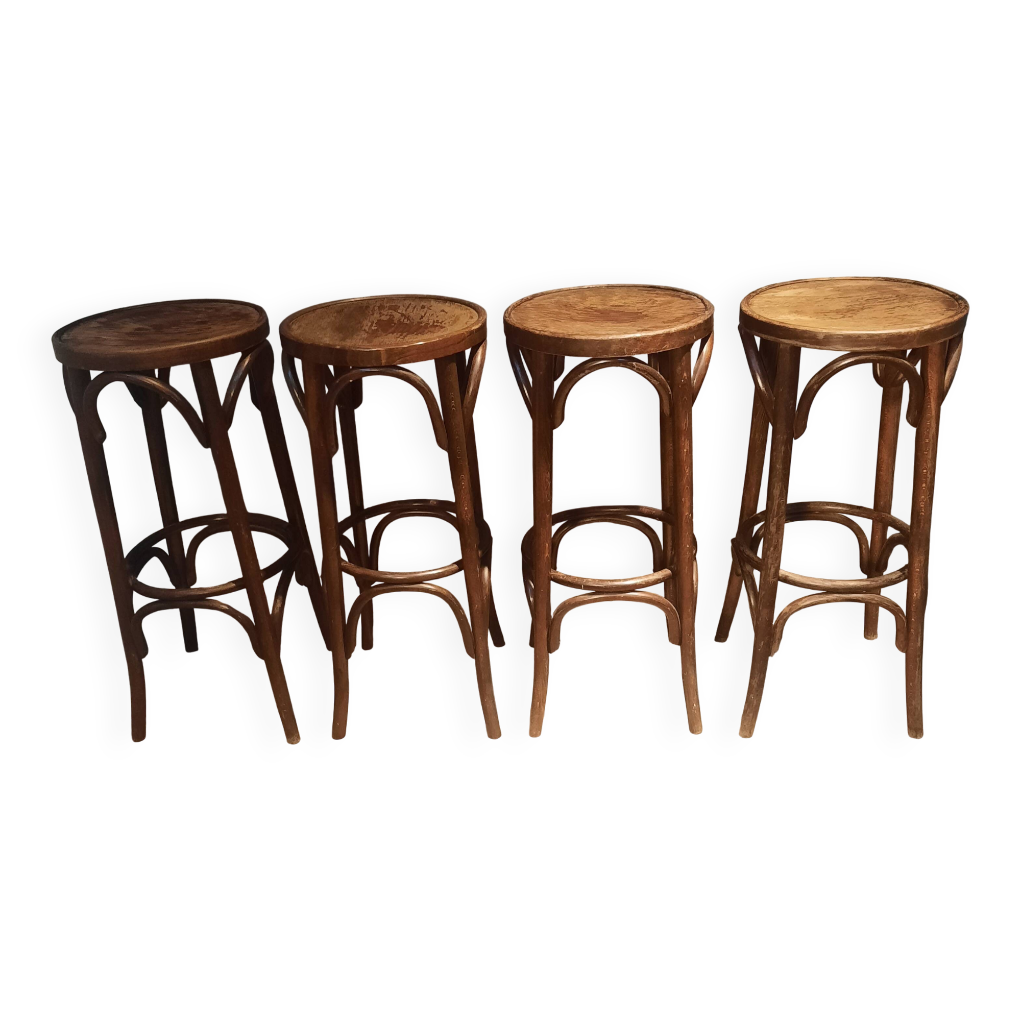 Set of 4 bar stools in "Thonet" style.