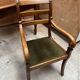 Wood and green velvet office chair