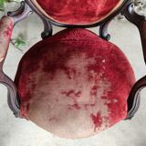 Louis XV armchair in mahogany and red velvet