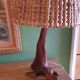 Brutalist lamp, olive wood