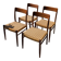 Set of 4 vintage teak chairs with weaving, Scandinavian, Mid-Century.