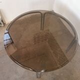 Round chrome and smoked glass coffee table