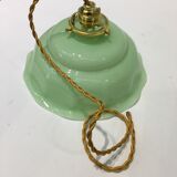 Vintage suspension lamp in green opaline