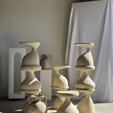 Pawn Bleach - Stool, side table, end table in solid mango wood