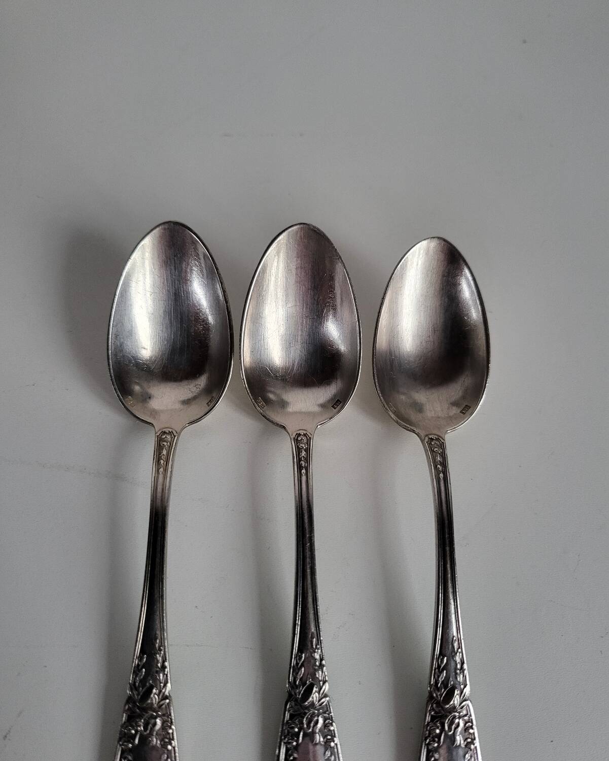 3 Small Silver Metal Dessert Spoons